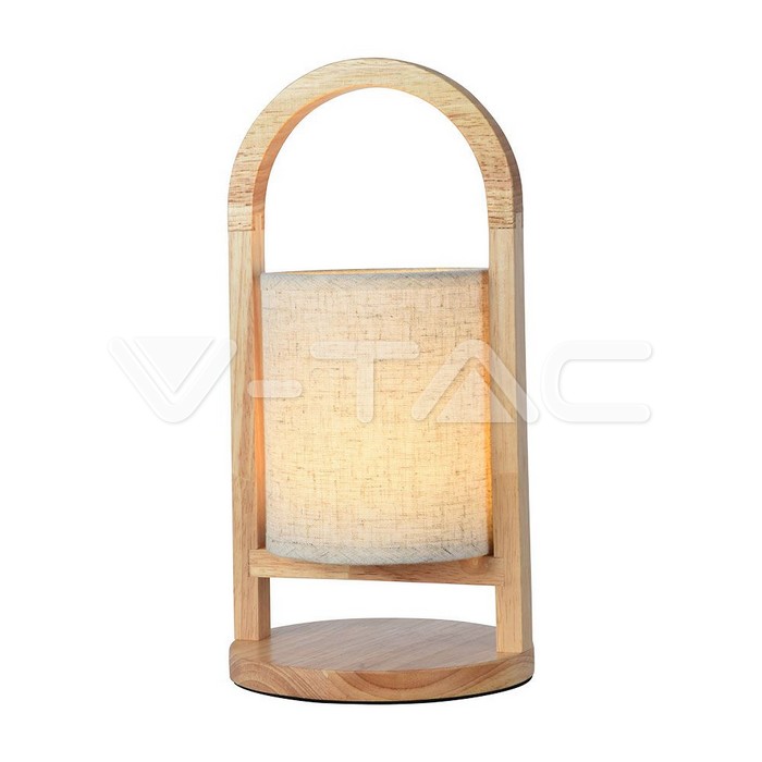 VT-7570 1.5W LED RECHARGEABLE TABLE LAMP TOUCH DIMMABLE 3000K BEIGE WITH WOODEN HANDLE