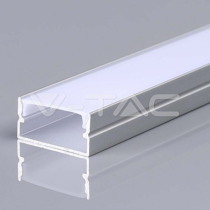 VT-8202 MOUNTING KIT WITH DIFFUSER FOR LED STRIP 2000x20x10mm SILVER BODY