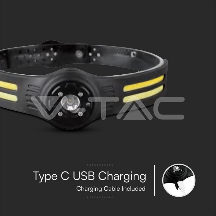VT-9901 3W SMD + 5W COB SILICON HEAD LIGHT WITH BELT RECHARGEABLE IP43