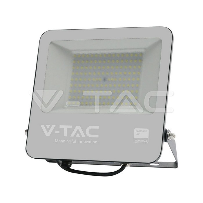 VT-44104 100W FLOODLIGHT SAMSUNG CHIP 1M WIRE 6500K BLACK BODY GREY FROSTED GLASS