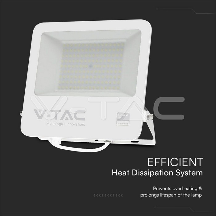 VT-44104 100W FLOODLIGHT SAMSUNG CHIP 1M WIRE 6500K WHITE BODY GREY FROSTED GLASS