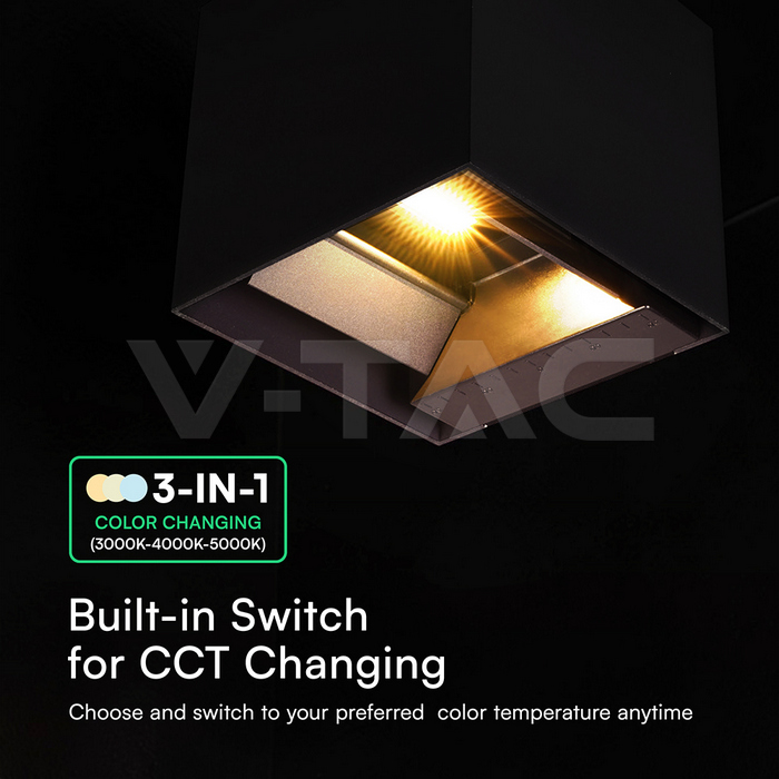 VT-409CCT 9W LED SOLAR WALL LIGHT PIR SENSOR 3IN1 BLACK BODY IP65