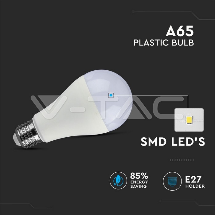 VT-2218 LED Bulb - 18W E27 A80 2000 Lumen Plastic 6000K