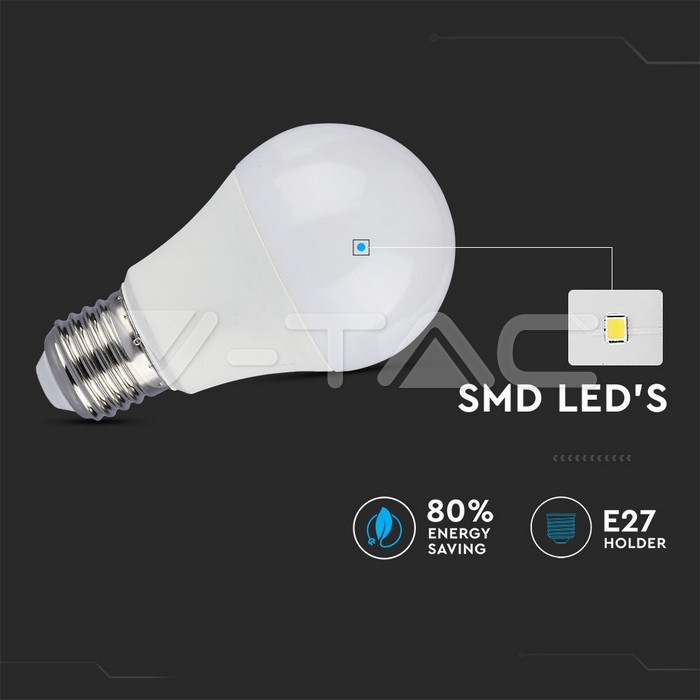 VT-2219 9W A60 LED BULB WITH MICROWAVE SENSOR 6400K E27