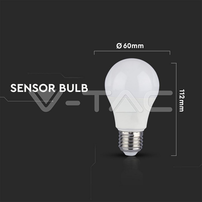 VT-2219 9W A60 LED BULB WITH MICROWAVE SENSOR 6400K E27