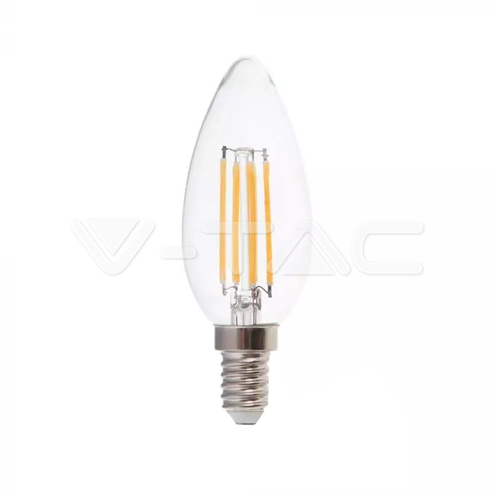 VT-2327 E14 130LM/WATT 6 W FILAMENT CLEAR COVER CANDLE BULB 4000K