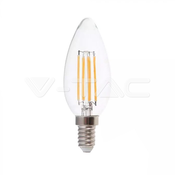 VT-2327 E14 130LM/WATT 6 W FILAMENT CLEAR COVER CANDLE BULB 6400K