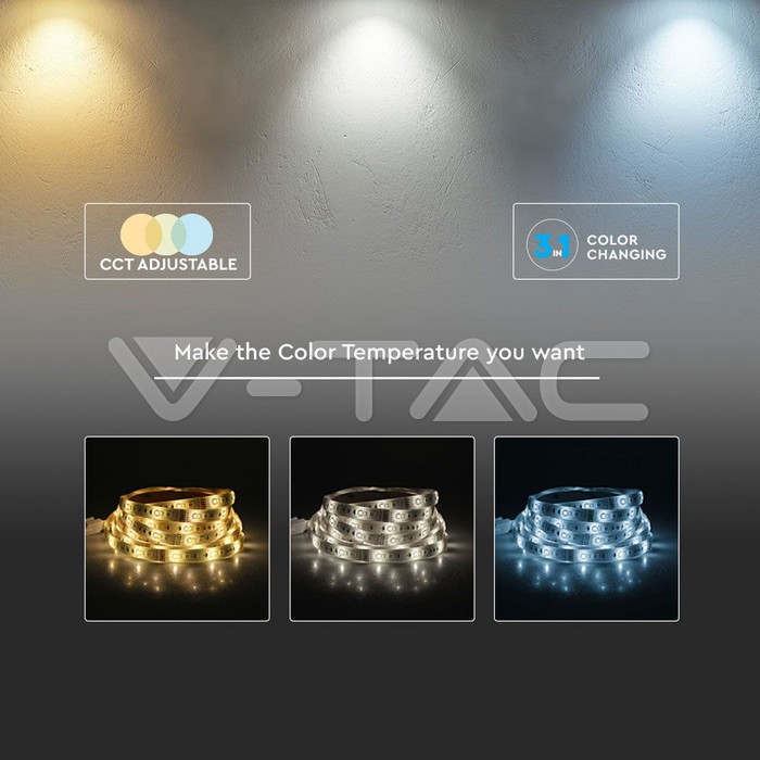VT-2835 120 14W/M LED STRIP LIGHT CCT 3IN1 IP65 24V