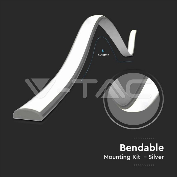 VT-8138 MOUNTING KIT WITH DIFFUSER BENDABLE FOR LED STRIP 2000x18x6MM white housing