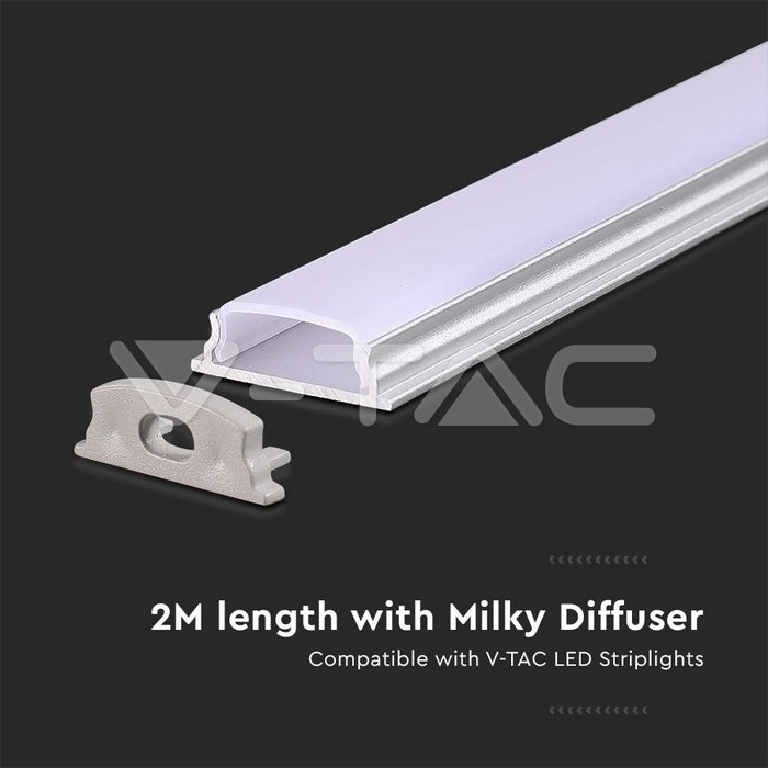 VT-8138 MOUNTING KIT WITH DIFFUSER BENDABLE FOR LED STRIP 2000x18x6MM white housing