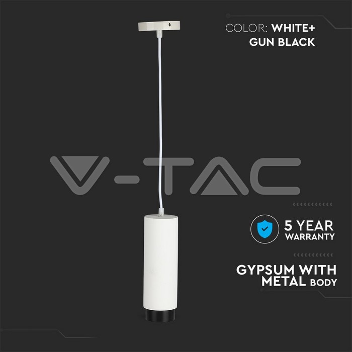 VT-864 GU10 Fitting Gypsum Pendant Suspended Metal With Gun Black Bottom