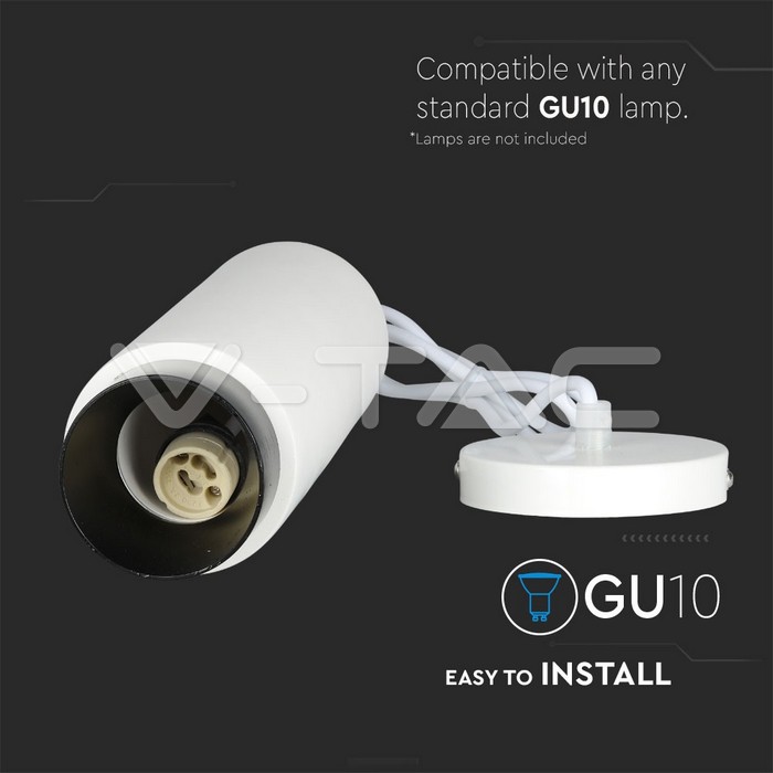 VT-864 GU10 Fitting Gypsum Pendant Suspended Metal With Gun Black Bottom