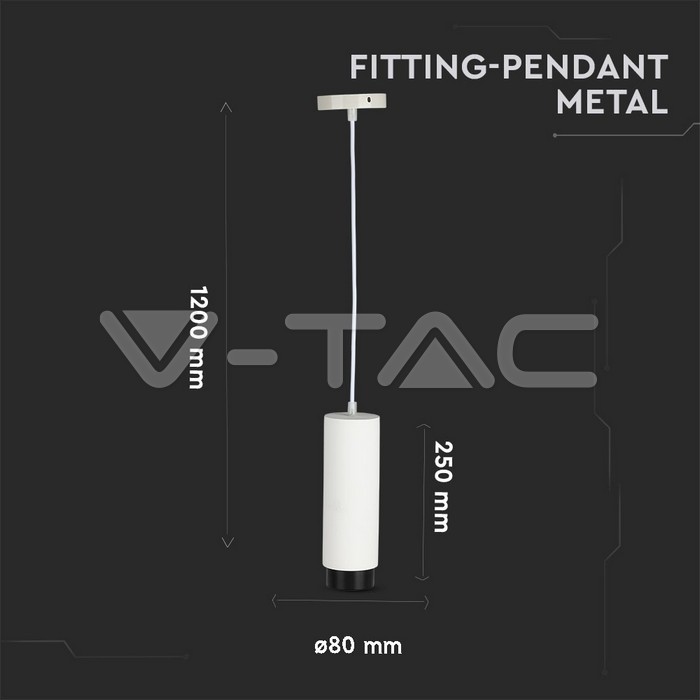 VT-864 GU10 Fitting Gypsum Pendant Suspended Metal With Gun Black Bottom