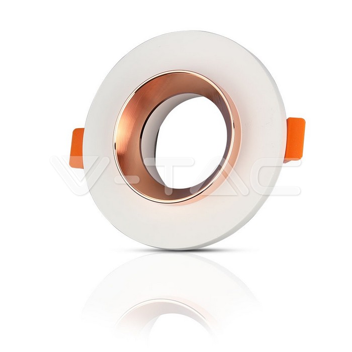 VT-862 GU10 Fitting Gypsum Metal White Plaster Recessed Light With Rose Gold Round