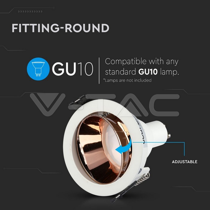 VT-872 GU10 Fitting White+Rose Gold Round VT-872