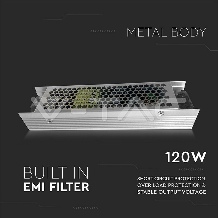 VT-20122 LED Slim Power Supply - 120W 12V 10A Metal