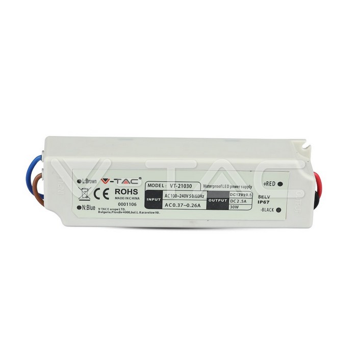 VT-21030 30W LED PLASTIC POWER SUPPLY 12V IP67