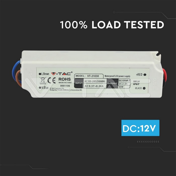 VT-21030 30W LED PLASTIC POWER SUPPLY 12V IP67