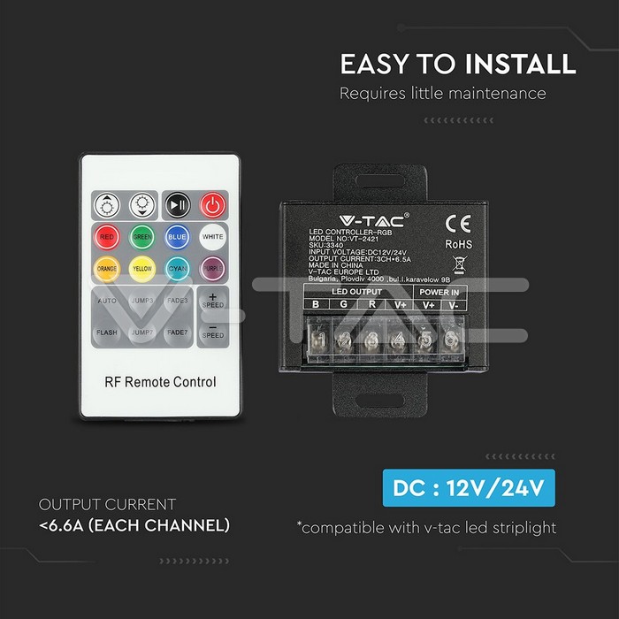 VT-2421 LED RGB Controller With 20 Key RF Remote Control Small
