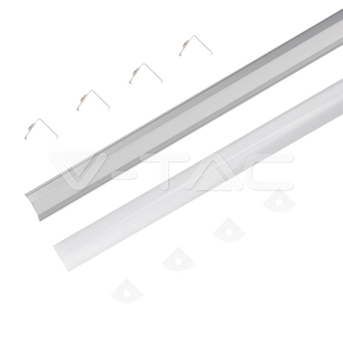 VT-8109 MOUNTING KIT WITH DIFFUSER FOR LED STRIP CORNER 2000X15.8X15.8MM SILVER