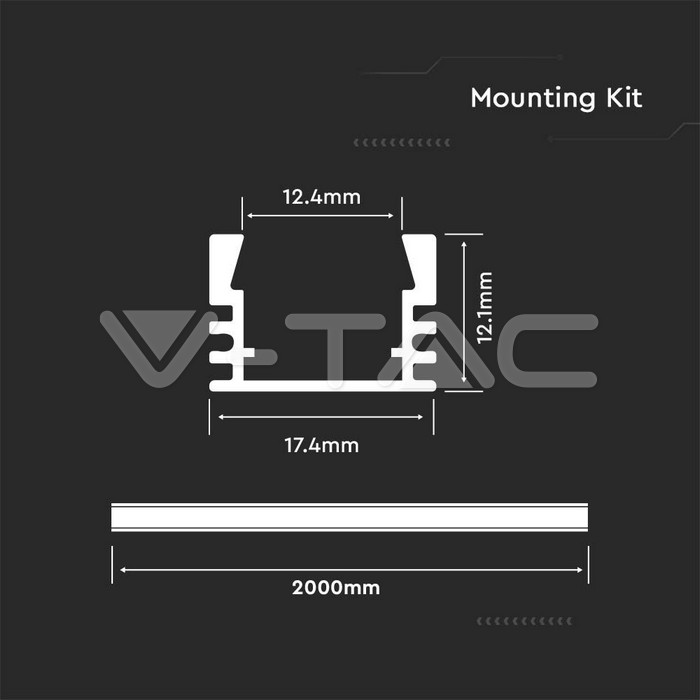 VT-8116 Aluminum Profile 2000* 17.4*12.1MM Milky