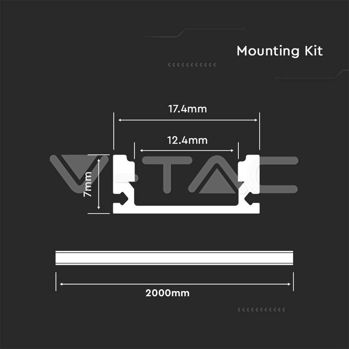 VT-8113-W Aluminum Profile 2000* 17.4*7MM White Housing