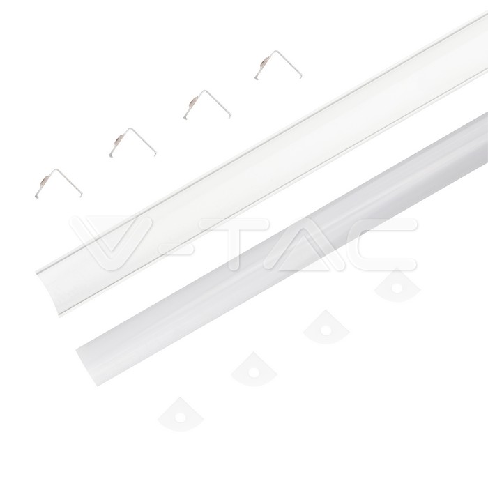 VT-8109-W LED STRIP MOUNTING KIT WITH DIFFUSER 2000*15.8*MM WHITE HOUSING