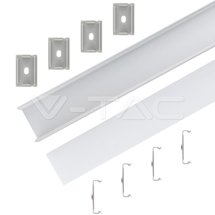 VT-8116 LED STRIP MOUNTING KIT WITH DIFFUSER 2000*30*20MM MILKY
