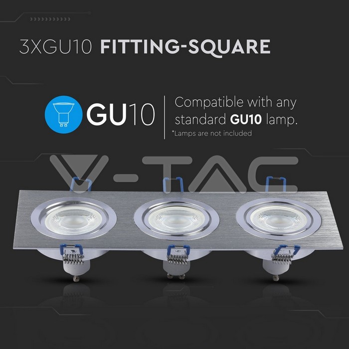 VT-784SQ 3*GU10 Fitting Square Aluminium Brush