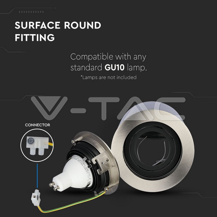 VT-796 GU10 Fitting Surface Round Satin Nickle