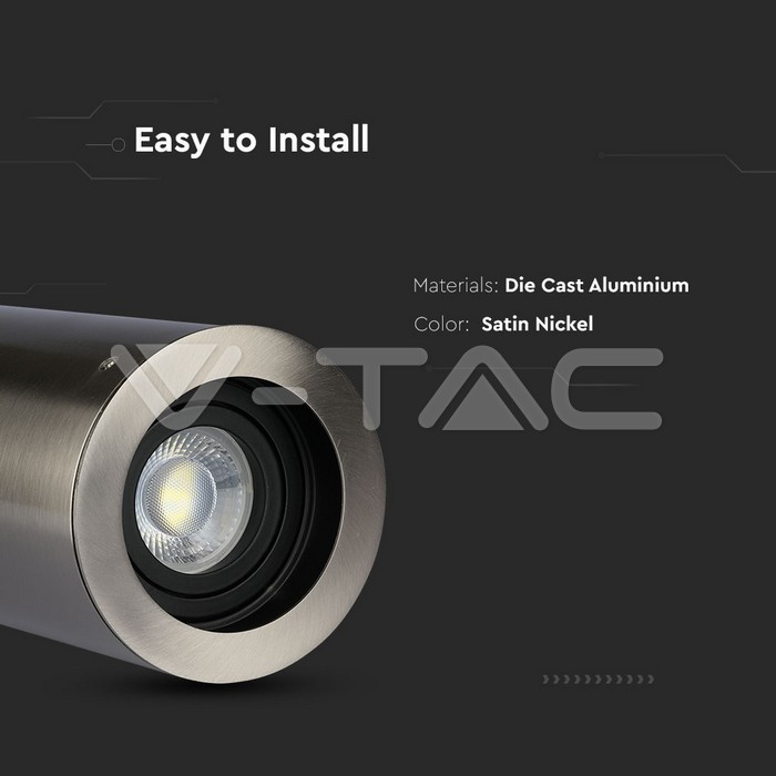 VT-796 GU10 Fitting Surface Round Satin Nickle