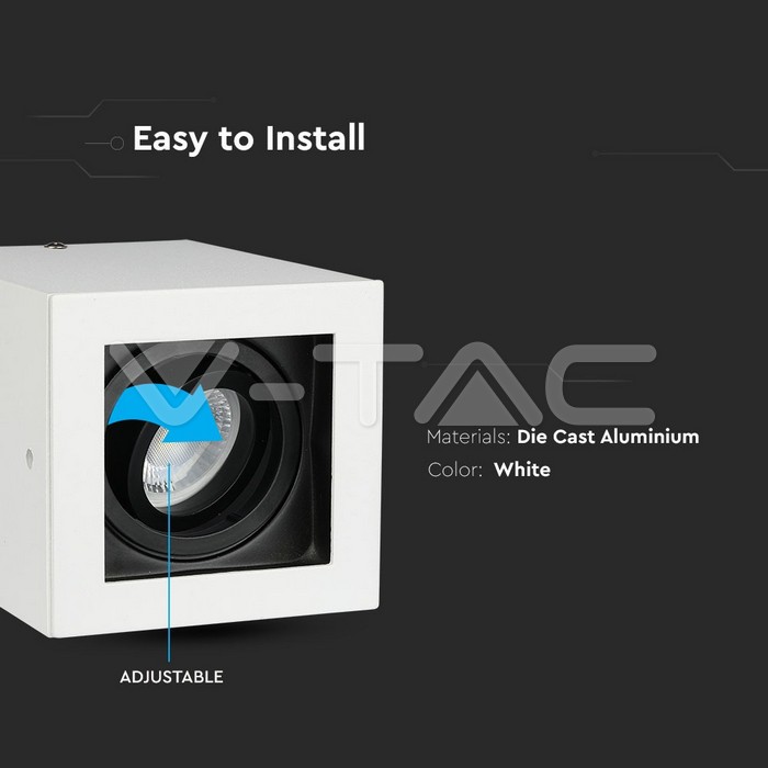 VT-797 GU10 Fitting Surface Square White