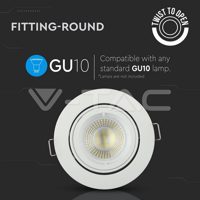 VT-775 GU10 Fitting Round White