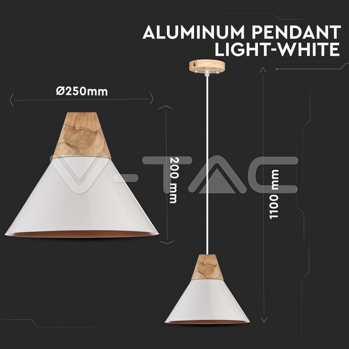 VT-7425 Aluminium Pendant Light White