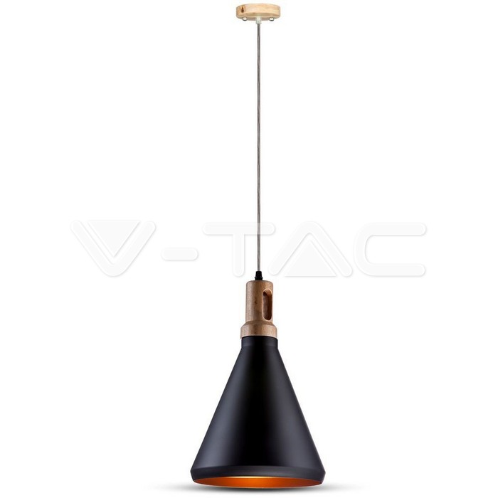VT-7525 Modern Pendant Light Wooden Top Black Color
