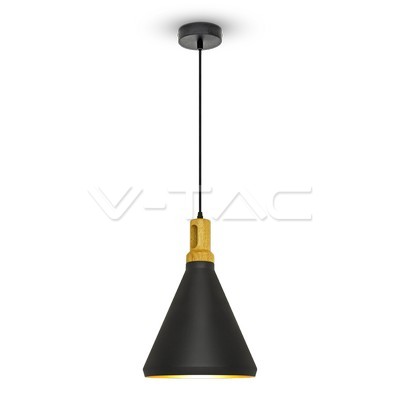 VT-7525 Modern Pendant Light Wooden Top Black Color