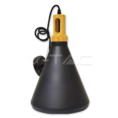 VT-7525 Modern Pendant Light Wooden Top Black Color