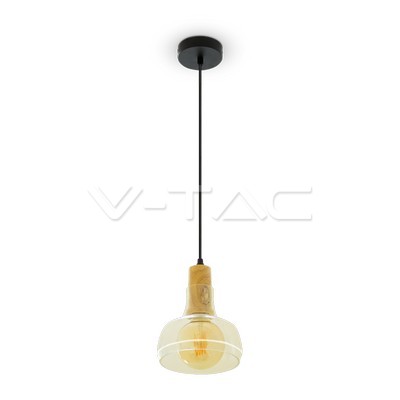 VT-7170 Transparent Glass Pendant W/Wood 170cm
