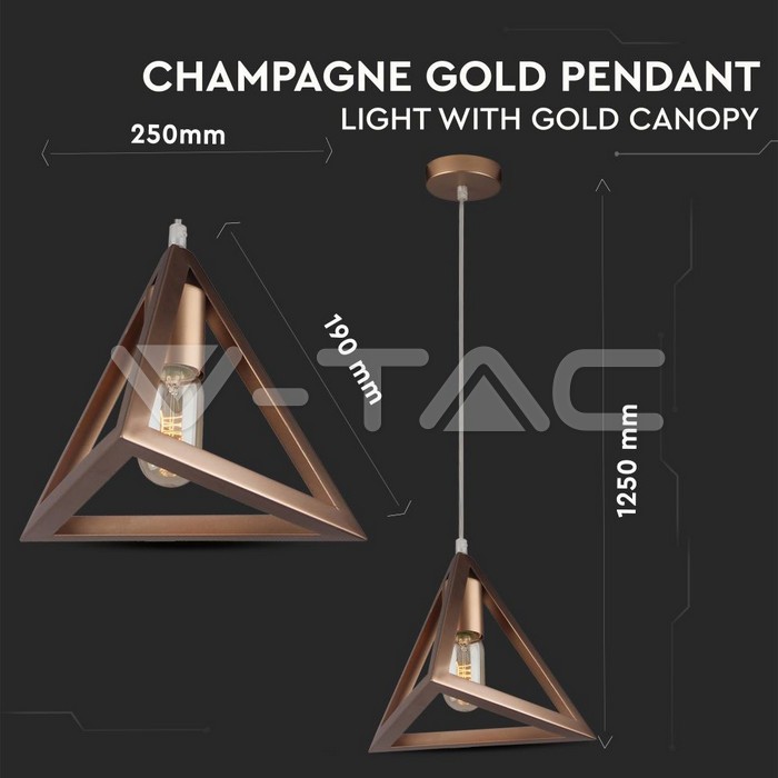 VT-7141 CHAMPAGNE GOLD PENDANT LIGHT WITH GOLD CANOPY-E27