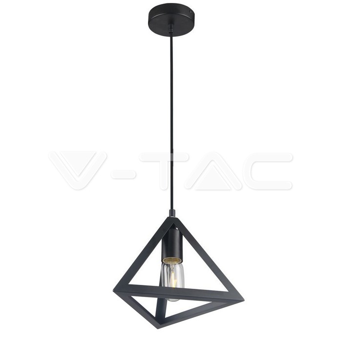 VT-7141 MATT BLACK PENDANT LIGHT WITH BLACK CANOPY-E27