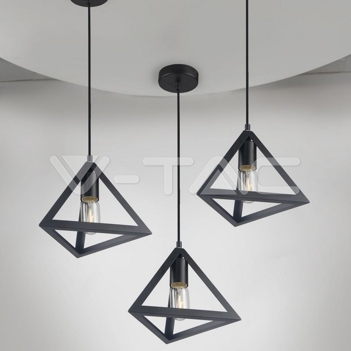 VT-7141 MATT BLACK PENDANT LIGHT WITH BLACK CANOPY-E27