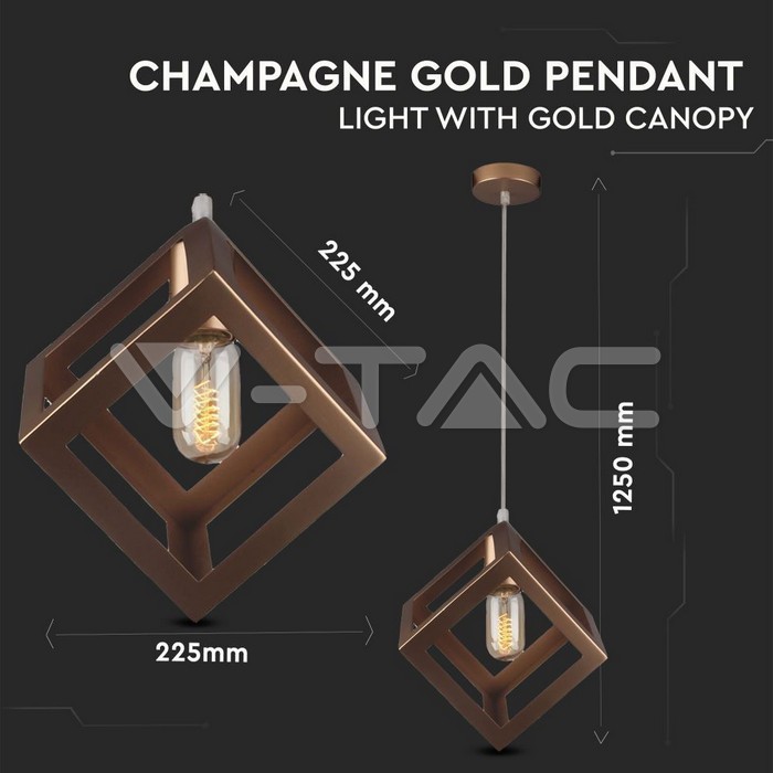VT-7161 CHAMPAGNE GOLD PENDANT LIGHT WITH GOLD CANOPY-E27