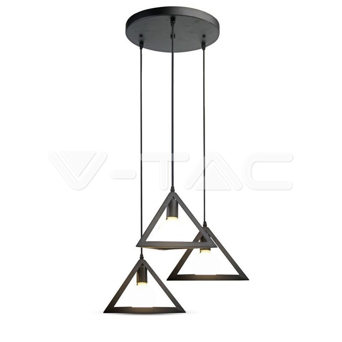 VT-7144 TRIO GEOMETRIC BLACK PENDANT LIGHT WITH BLACK CANOPY-E27
