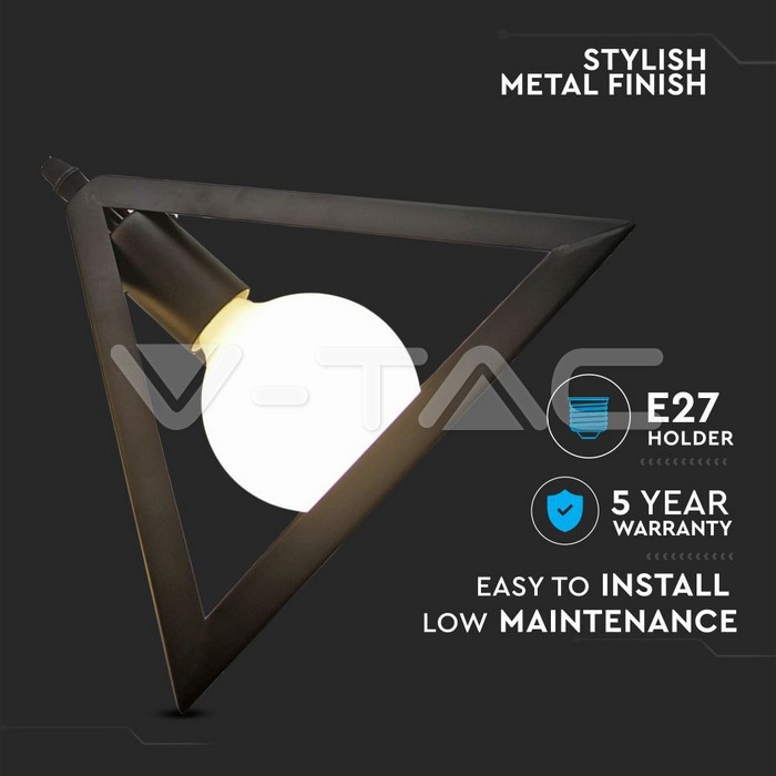 VT-7144 TRIO GEOMETRIC BLACK PENDANT LIGHT WITH BLACK CANOPY-E27