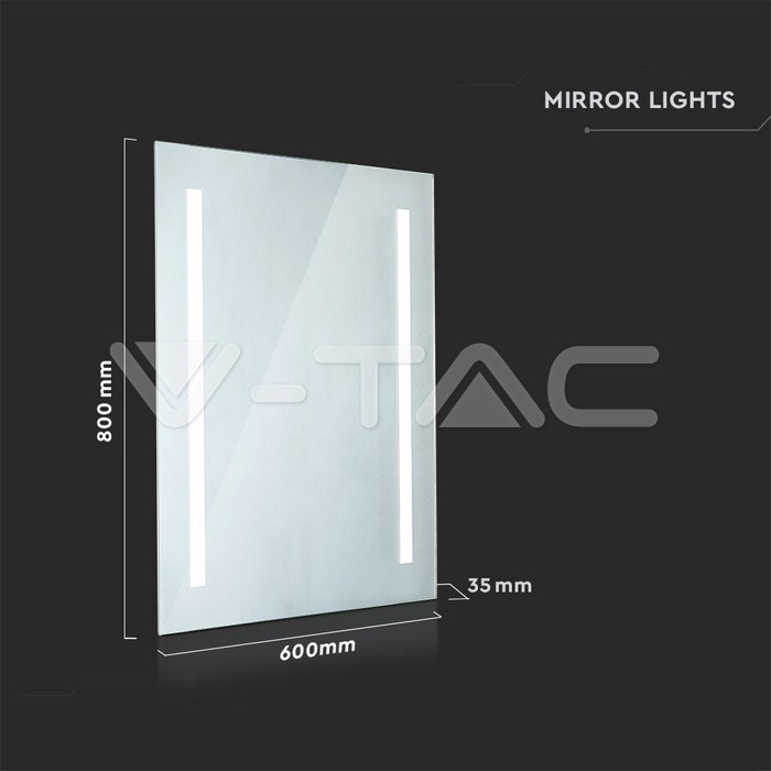 VT-8800 7W LED Mirror Light Rectangle Chrome With Pull Cord Switch 800X600X35mm IP44 Anti Fog 6400K