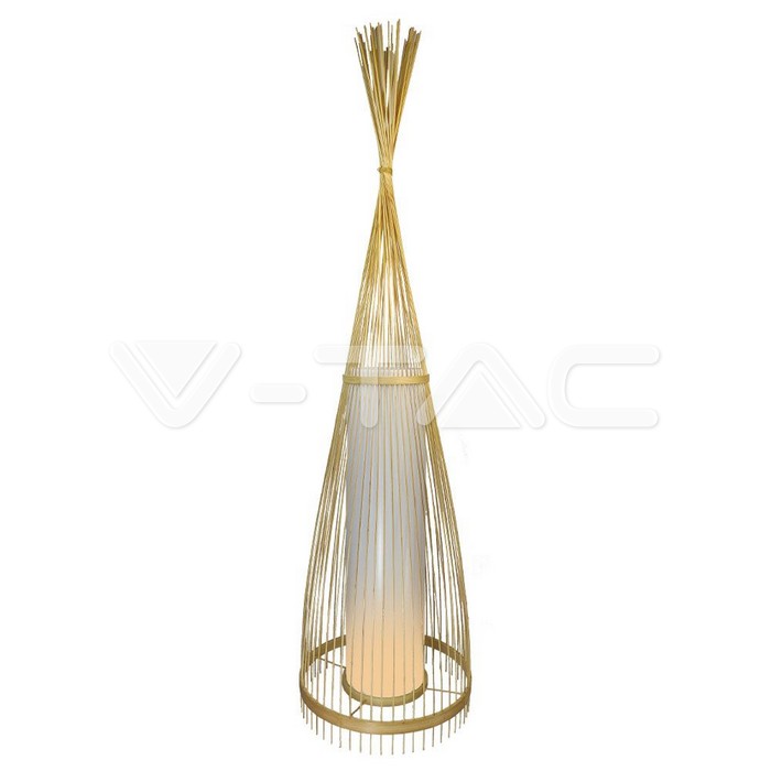 VT-4150 E27 WOODEN FLOOR LAMP WITH RATTAN LAMPSHADE 30X100CM
