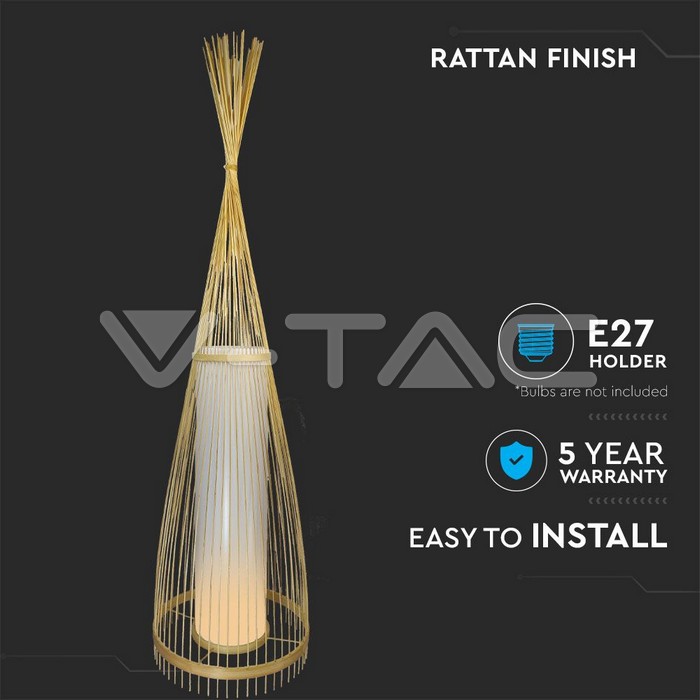 VT-4150 E27 WOODEN FLOOR LAMP WITH RATTAN LAMPSHADE 30X100CM