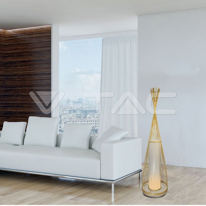 VT-4150 E27 WOODEN FLOOR LAMP WITH RATTAN LAMPSHADE 30X100CM
