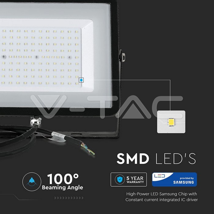 VT-300 300W LED Floodlight SMD SAMSUNG CHIP Black Body 6400K