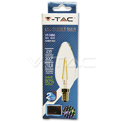 Category Reset All LED Bulb - 2W Filament Patent E14 Candle Warm White